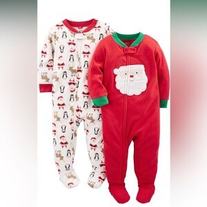 2T🎅🏻🐧 Simple Joys by Carter's Kids' Holiday Loose-fit Fleece Footed Pajamas